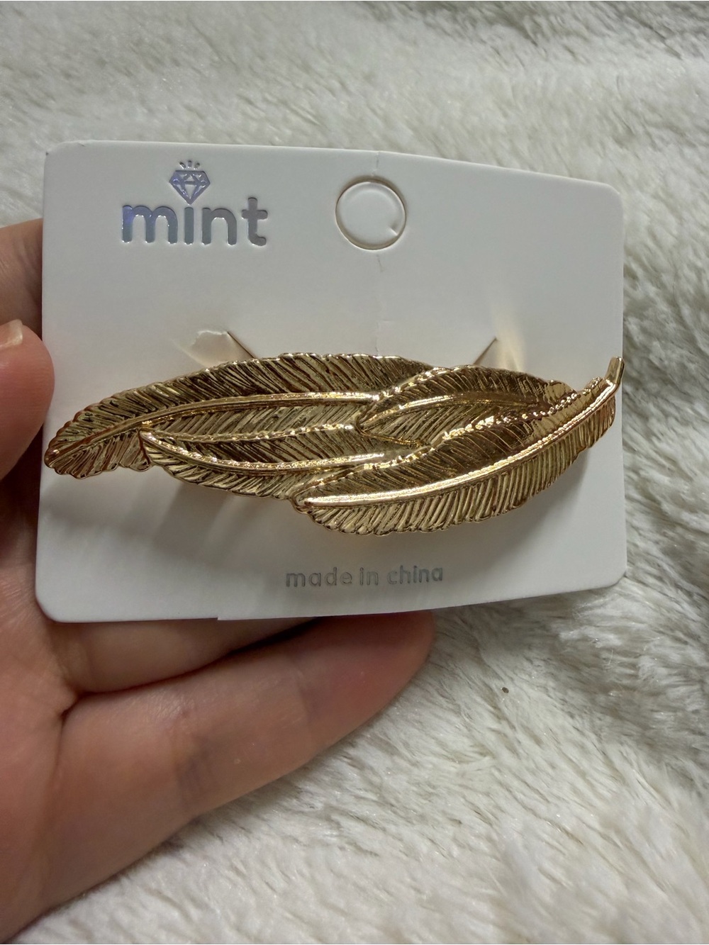 Mint Gold Leaf Hair Barrette